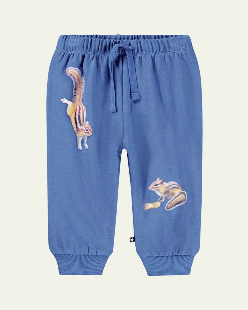 Boy's Simeon Squirrel-Print Jogger Pants, Size Newborn-3